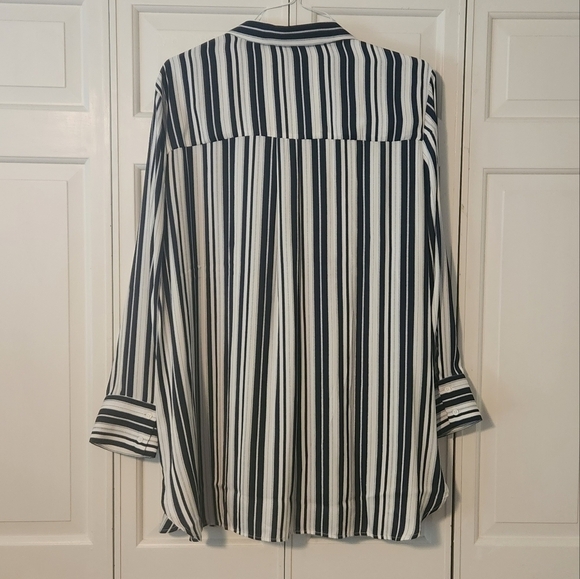 Lemon TART Navy Blue Stripe Tunic Top Size 2X - Picture 2 of 9